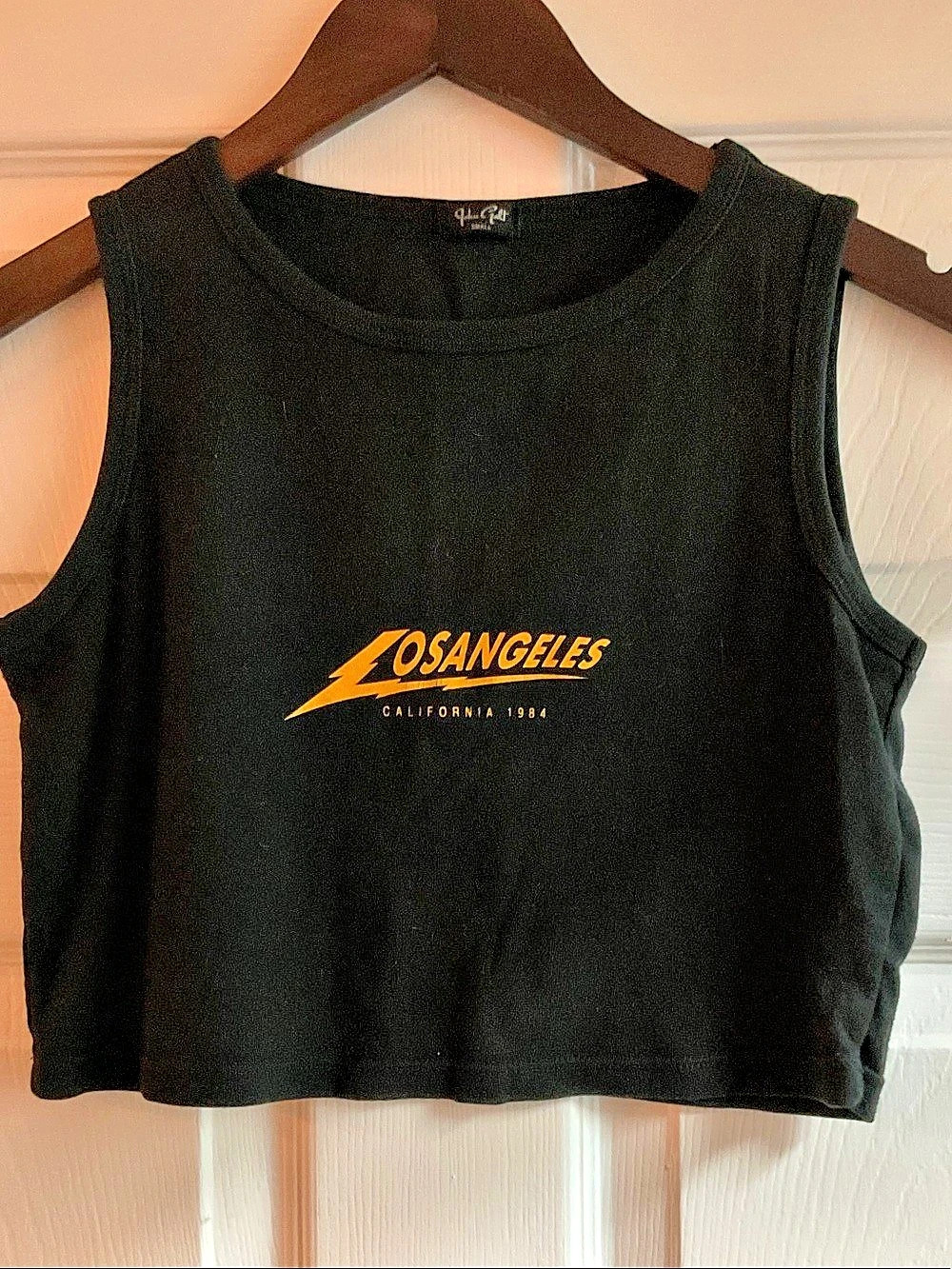 J. GALT Graphic Crop Tank in Black & Yellow Size Small